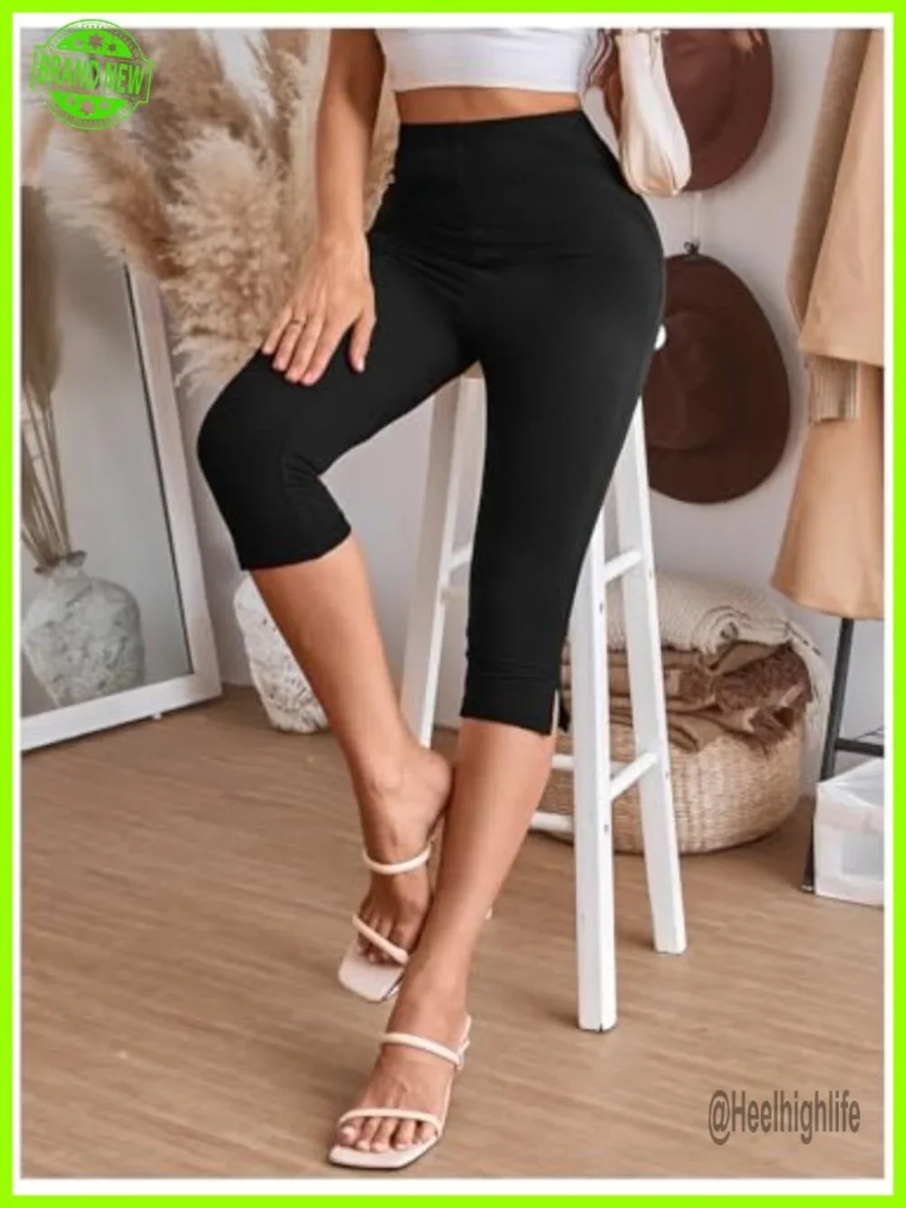 High Waisted Capri Leggings with Tummy Control